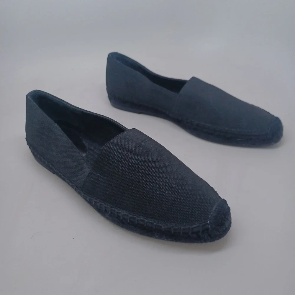 Banana Republic Womens Black Canvas Espadrille Flats Slip‎ On Shoes Size 7